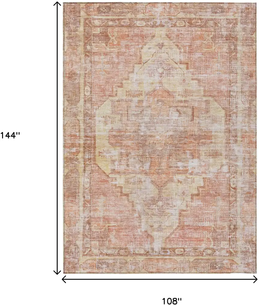 Terra Cotta Ivory And Wheat Oriental Washable Indoor Outdoor Area Rug Photo 8