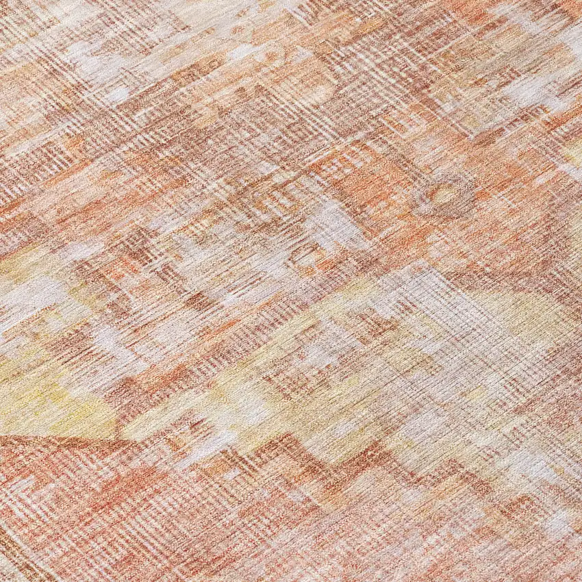Terra Cotta Ivory And Wheat Oriental Washable Indoor Outdoor Area Rug Photo 7
