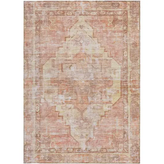 Terra Cotta Ivory And Wheat Oriental Washable Indoor Outdoor Area Rug Photo 5