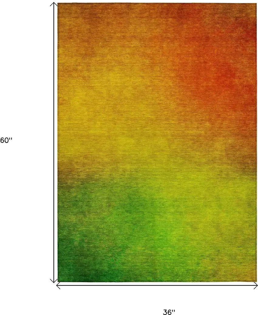 Terra Cotta Ombre Washable Non Skid Indoor Outdoor Area Rug Photo 3