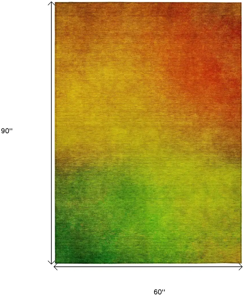 Terra Cotta Ombre Washable Non Skid Indoor Outdoor Area Rug Photo 9