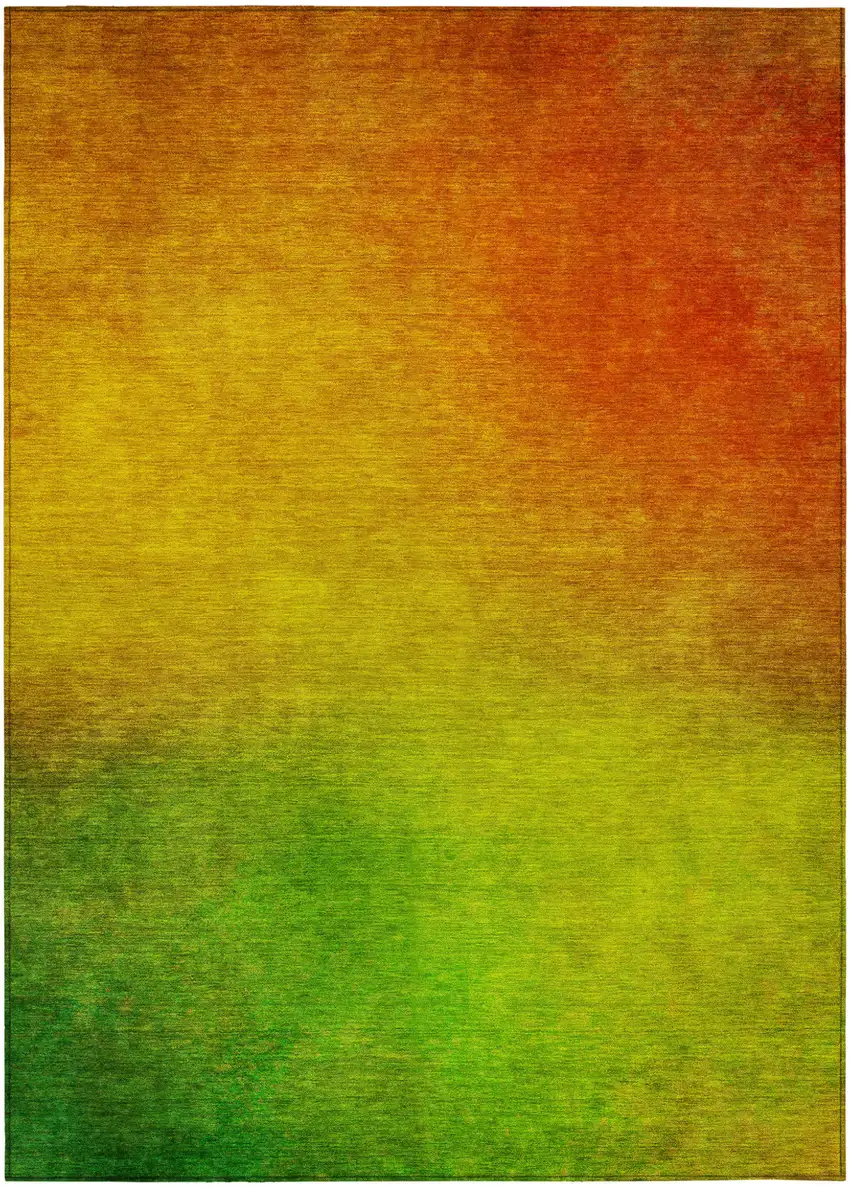 Terra Cotta Ombre Washable Non Skid Indoor Outdoor Area Rug Photo 1