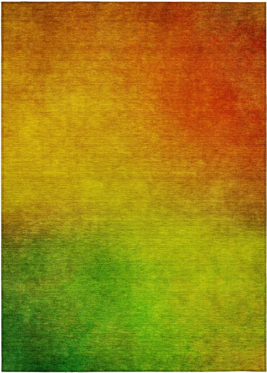 Terra Cotta Ombre Washable Non Skid Indoor Outdoor Area Rug Photo 1