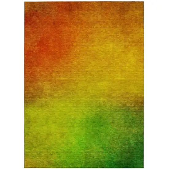 Terra Cotta Ombre Washable Non Skid Indoor Outdoor Area Rug Photo 6