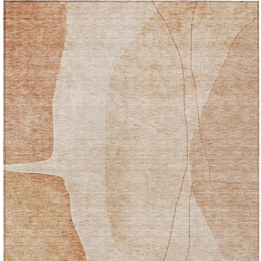 Terra Cotta Orange And Copper Abstract Washable Indoor Outdoor Area Rug Photo 5