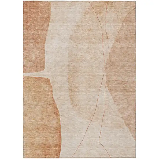 Terra Cotta Orange And Copper Abstract Washable Indoor Outdoor Area Rug Photo 1
