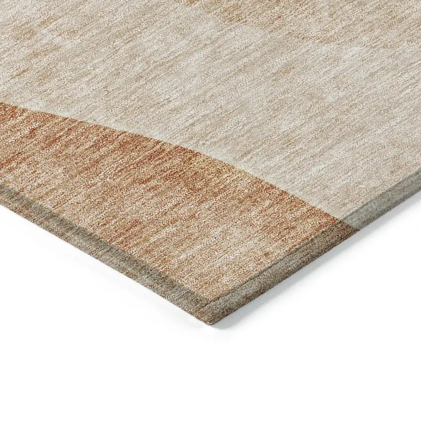 Terra Cotta Orange And Copper Abstract Washable Indoor Outdoor Area Rug Photo 3