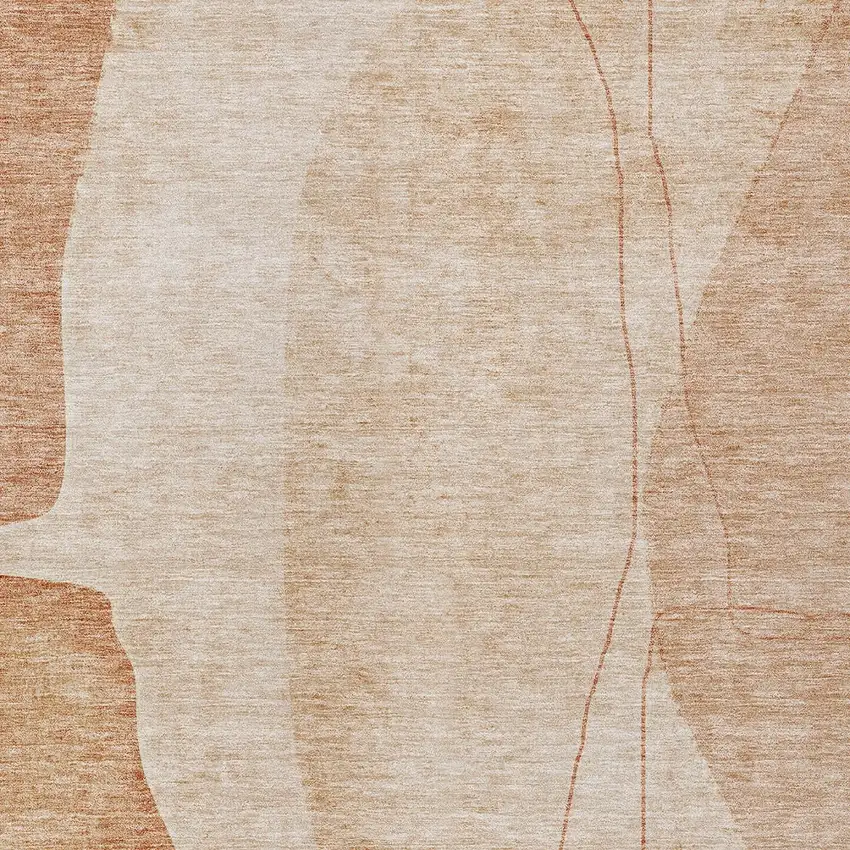 Terra Cotta Orange And Copper Abstract Washable Indoor Outdoor Area Rug Photo 4