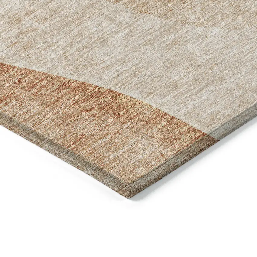 Terra Cotta Orange And Copper Abstract Washable Indoor Outdoor Area Rug Photo 3