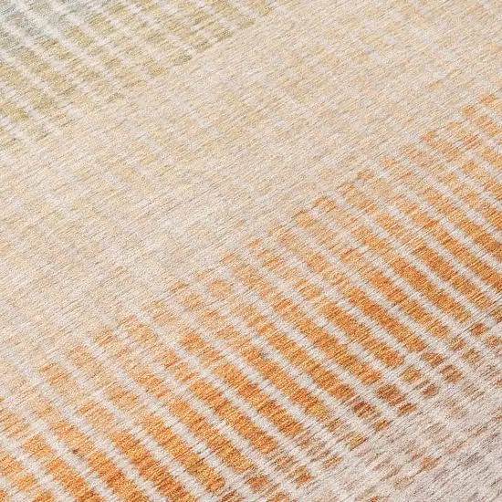 Terra Cotta Orange And Gray Striped Washable Indoor Outdoor Area Rug Photo 8