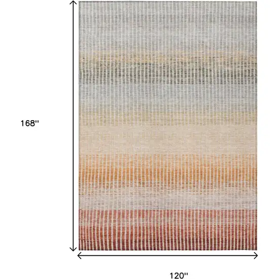 Terra Cotta Orange And Gray Striped Washable Indoor Outdoor Area Rug Photo 3