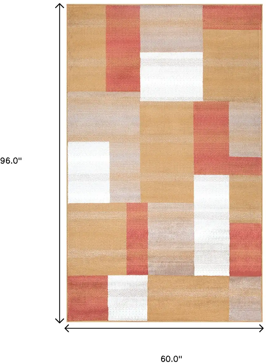 Terra Cotta Patchwork Power Loom Stain Resistant Area Rug Photo 10