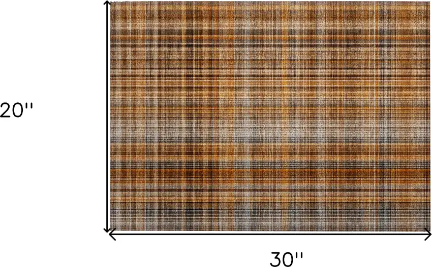 Terra Cotta Plaid Washable Non Skid Indoor Outdoor Area Rug Photo 3