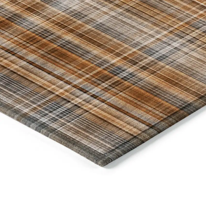 Terra Cotta Plaid Washable Non Skid Indoor Outdoor Area Rug Photo 6