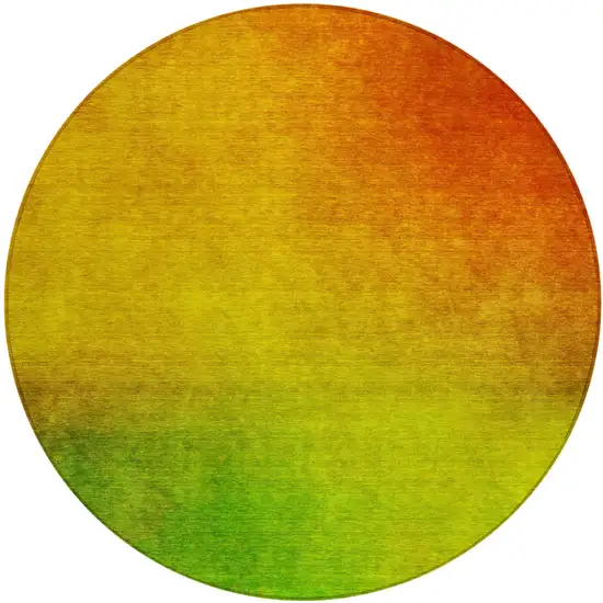 Terra Cotta Round Ombre Washable Non Skid Indoor Outdoor Area Rug Photo 2