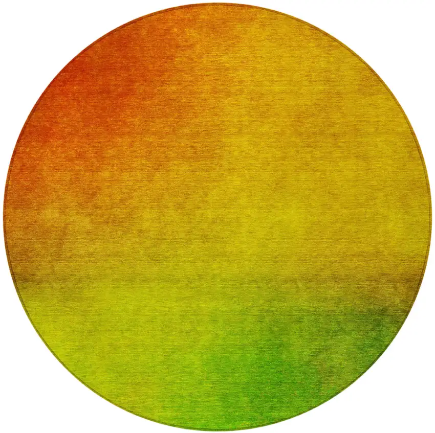 Terra Cotta Round Ombre Washable Non Skid Indoor Outdoor Area Rug Photo 5