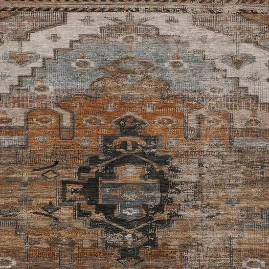 Terra Cotta Rust And Gray Tribal Washable Indoor Outdoor Area Rug Photo 4