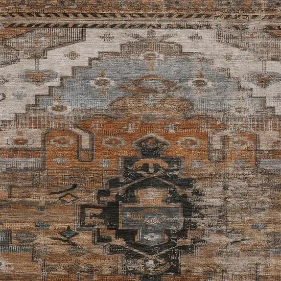Terra Cotta Rust And Gray Tribal Washable Indoor Outdoor Area Rug Photo 3