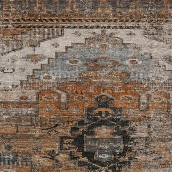 Terra Cotta Rust And Gray Tribal Washable Indoor Outdoor Area Rug Photo 8