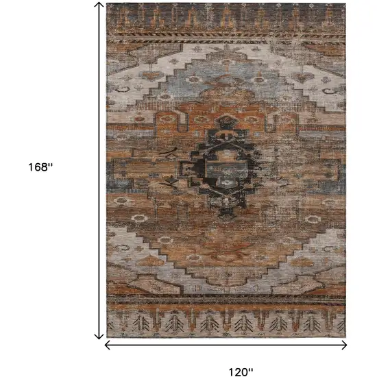 Terra Cotta Rust And Gray Tribal Washable Indoor Outdoor Area Rug Photo 9