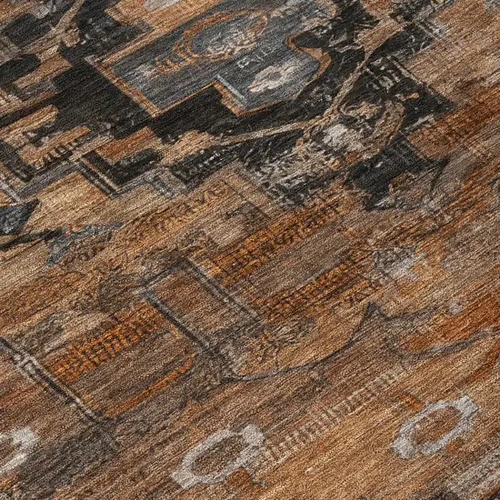 Terra Cotta Rust And Gray Tribal Washable Indoor Outdoor Area Rug Photo 8