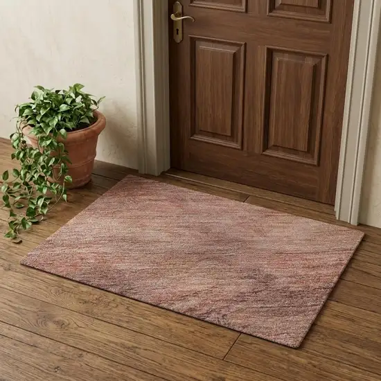 Terra Cotta Salmon And Blush Abstract Geometric Washable Area Rug With UV Protection Photo 1