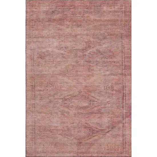 Terra Cotta Salmon And Blush Abstract Geometric Washable Area Rug With UV Protection Photo 5