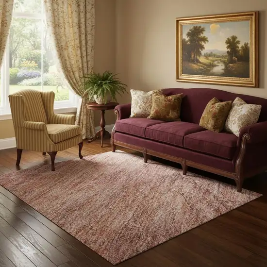 Terra Cotta Salmon And Blush Abstract Geometric Washable Area Rug With UV Protection Photo 2