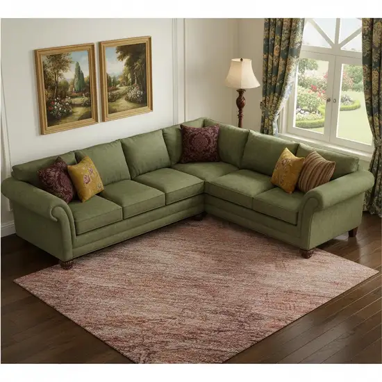 Terra Cotta Salmon And Blush Abstract Geometric Washable Area Rug With UV Protection Photo 2