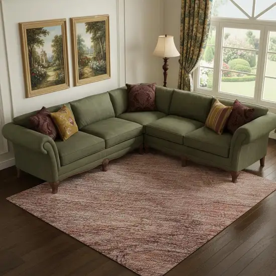 Terra Cotta Salmon And Blush Abstract Geometric Washable Area Rug With UV Protection Photo 2