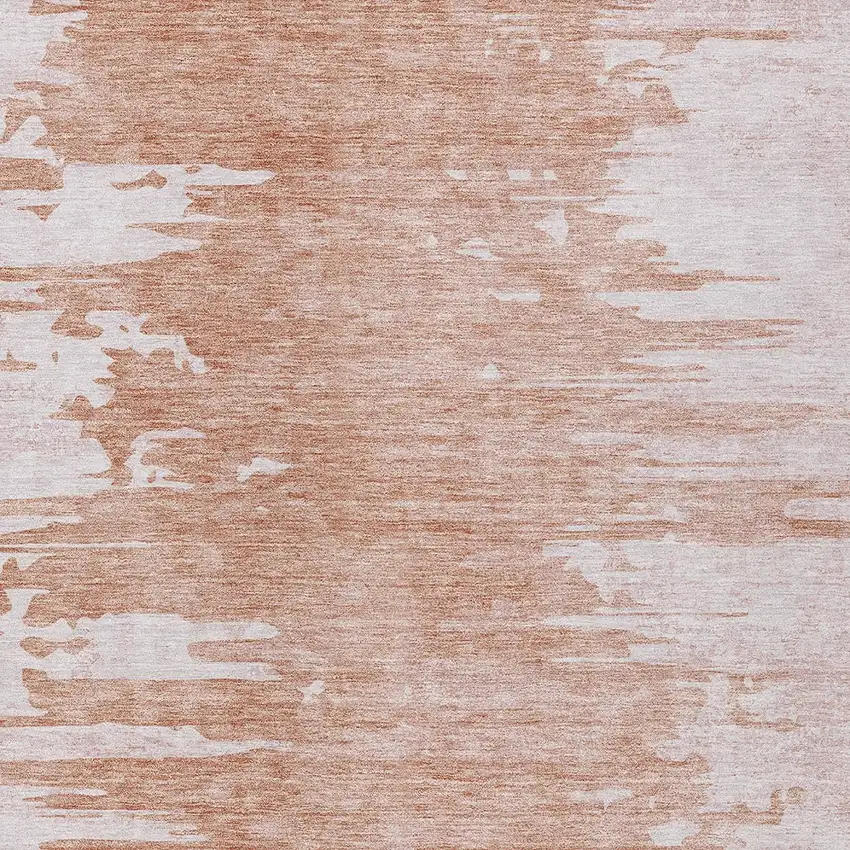 Terra Cotta Salmon And Copper Abstract Washable Indoor Outdoor Area Rug Photo 9