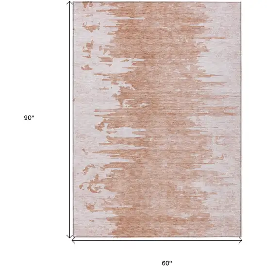 Terra Cotta Salmon And Copper Abstract Washable Indoor Outdoor Area Rug Photo 3