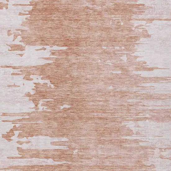 Terra Cotta Salmon And Copper Abstract Washable Indoor Outdoor Area Rug Photo 4