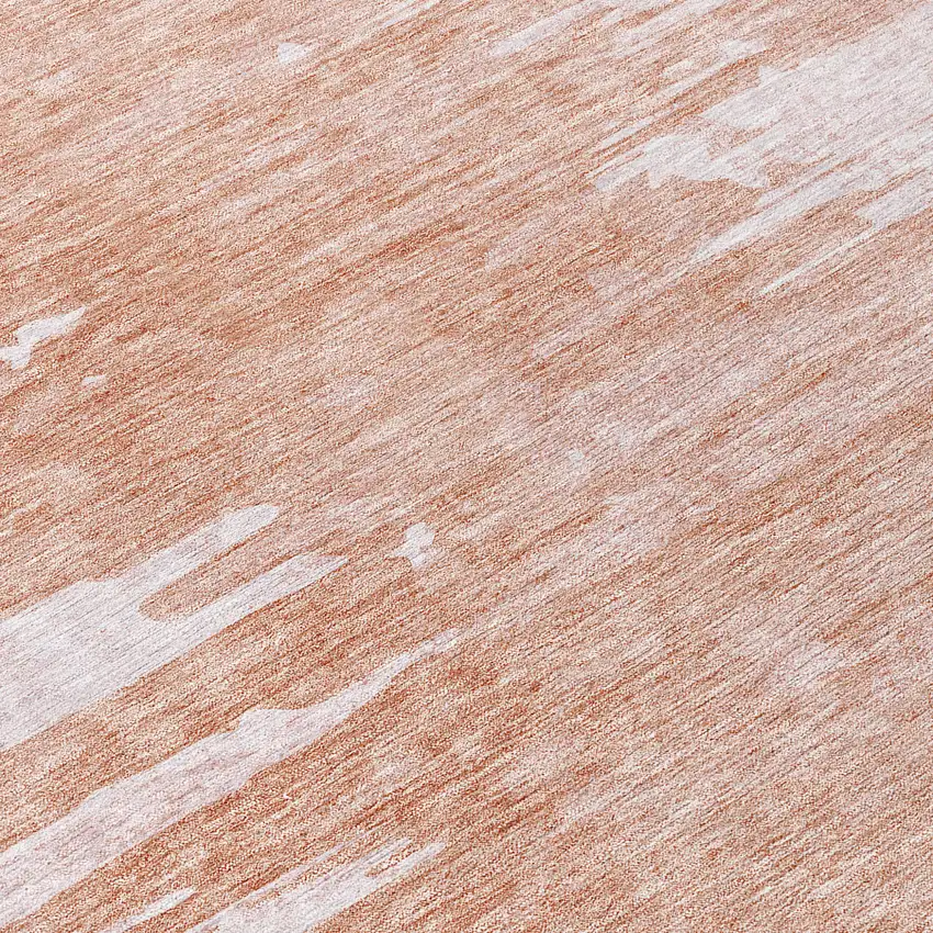 Terra Cotta Salmon And Copper Abstract Washable Indoor Outdoor Area Rug Photo 7