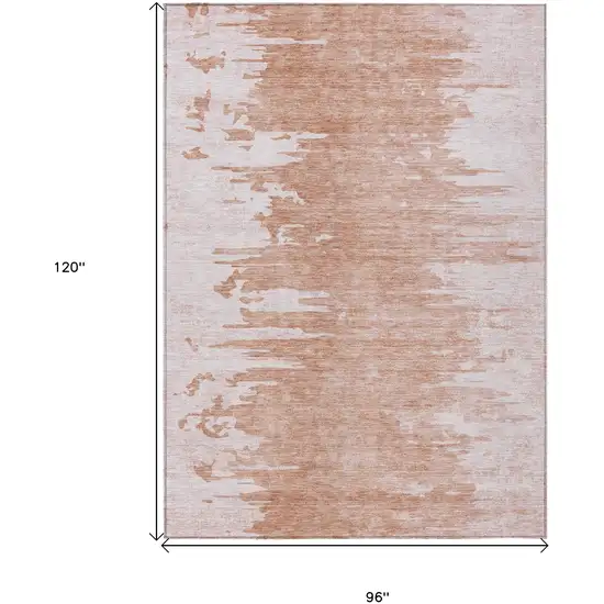 Terra Cotta Salmon And Copper Abstract Washable Indoor Outdoor Area Rug Photo 3