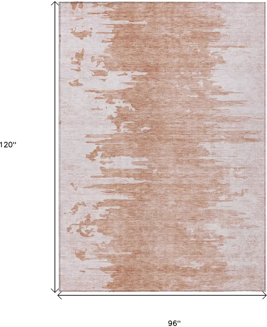 Terra Cotta Salmon And Copper Abstract Washable Indoor Outdoor Area Rug Photo 3