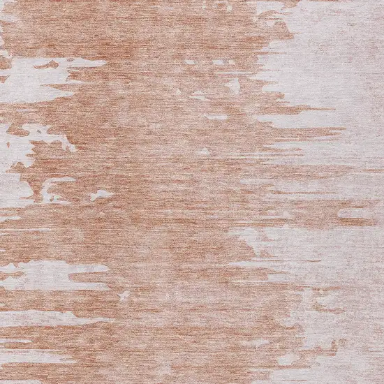 Terra Cotta Salmon And Copper Abstract Washable Indoor Outdoor Area Rug Photo 4