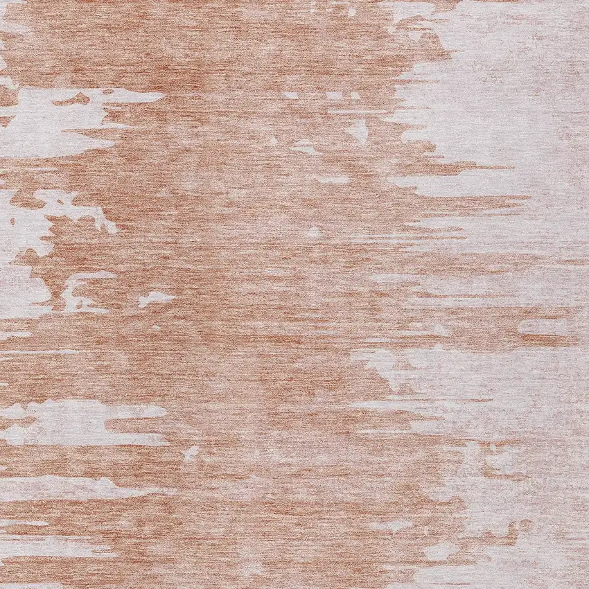 Terra Cotta Salmon And Copper Abstract Washable Indoor Outdoor Area Rug Photo 4