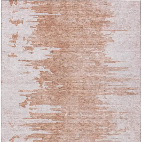 Terra Cotta Salmon And Copper Abstract Washable Indoor Outdoor Area Rug Photo 5