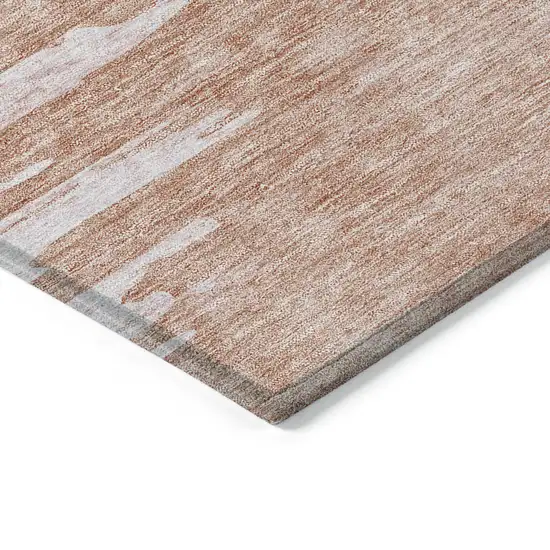 Terra Cotta Salmon And Copper Abstract Washable Indoor Outdoor Area Rug Photo 3