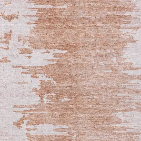 Terra Cotta Salmon And Copper Abstract Washable Indoor Outdoor Area Rug Photo 4