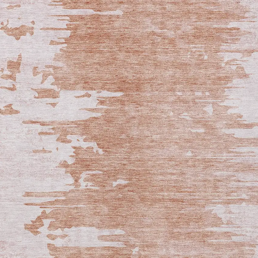Terra Cotta Salmon And Copper Abstract Washable Indoor Outdoor Area Rug Photo 4