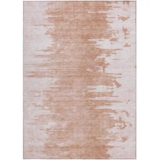 Terra Cotta Salmon And Copper Abstract Washable Indoor Outdoor Area Rug Photo 5
