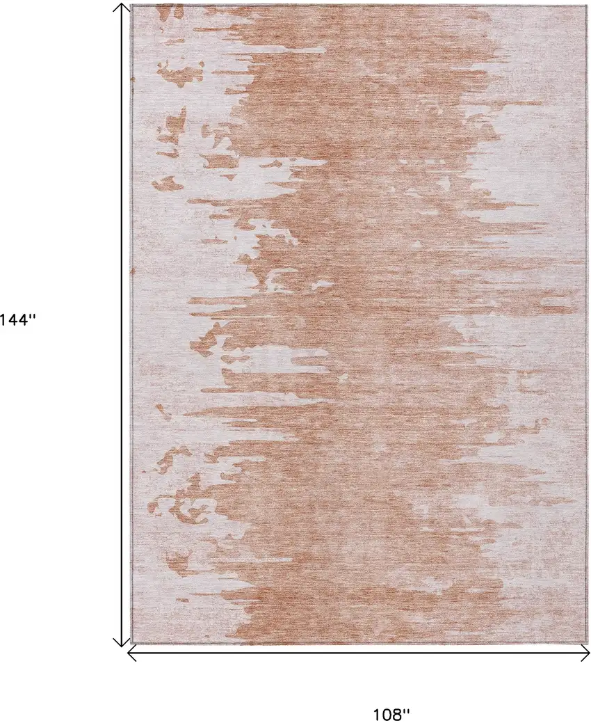 Terra Cotta Salmon And Copper Abstract Washable Indoor Outdoor Area Rug Photo 3