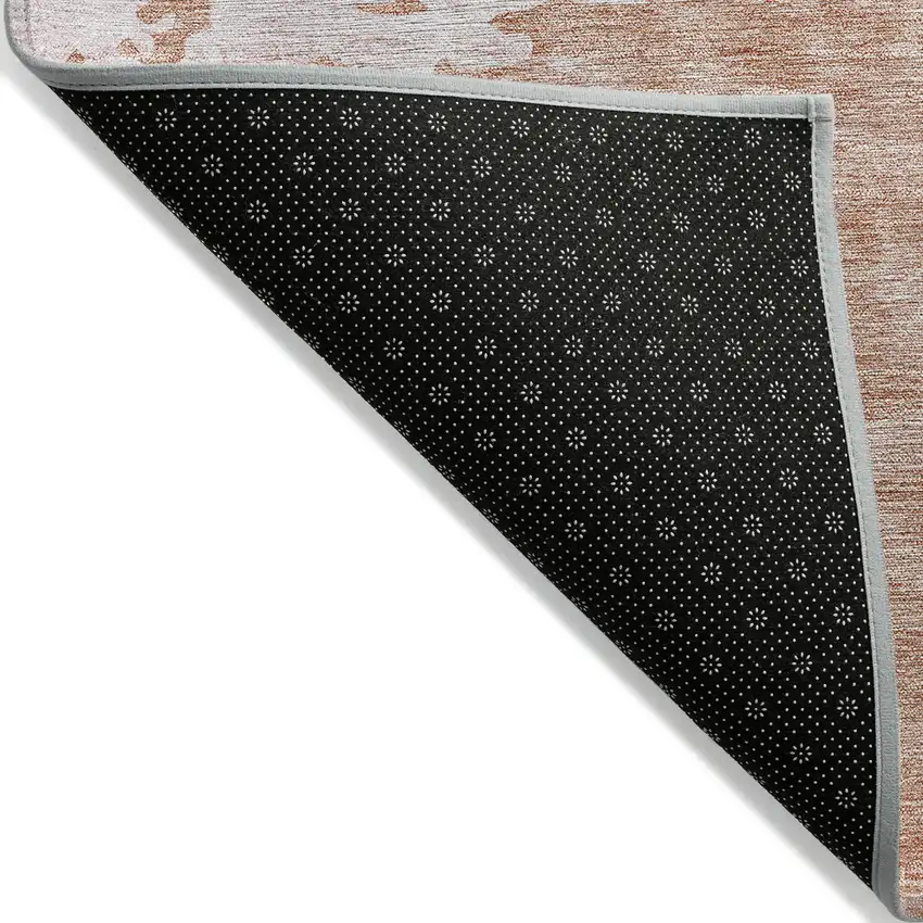 Terra Cotta Salmon And Copper Abstract Washable Indoor Outdoor Area Rug Photo 2