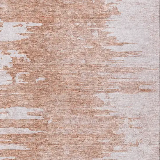 Terra Cotta Salmon And Copper Abstract Washable Indoor Outdoor Area Rug Photo 4