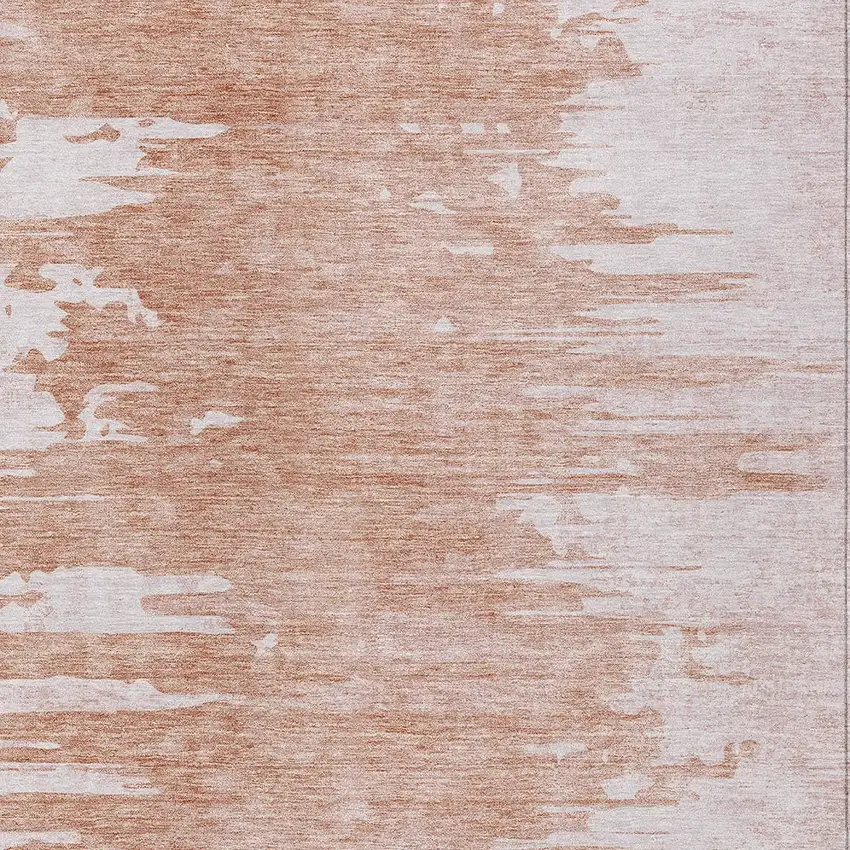 Terra Cotta Salmon And Copper Abstract Washable Indoor Outdoor Area Rug Photo 4