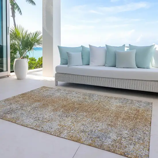Terra Cotta Silver And Charcoal Oriental Washable Indoor Outdoor Area Rug Photo 8