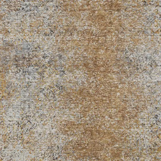 Terra Cotta Silver And Charcoal Oriental Washable Indoor Outdoor Area Rug Photo 6