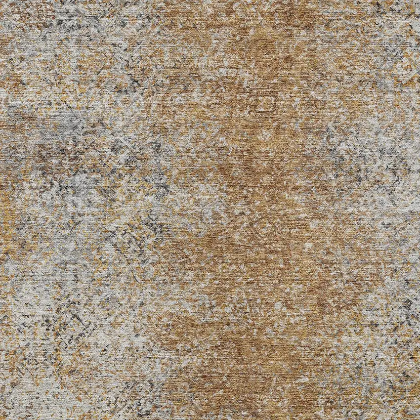 Terra Cotta Silver And Charcoal Oriental Washable Indoor Outdoor Area Rug Photo 6